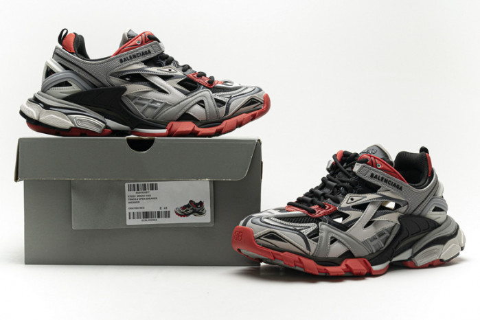 belanciaga Track 2 Sneaker Grey Red 570391 W2GN3 1003