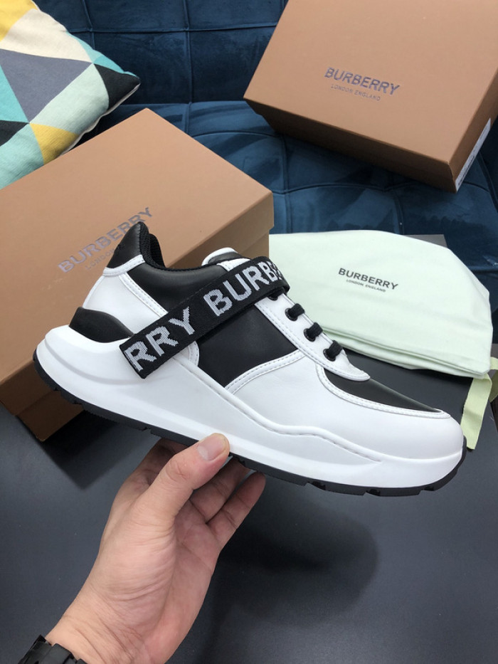 B**rry vintage check, leather and mesh sneakers